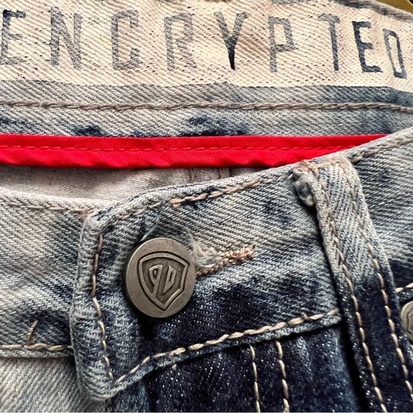 Encrypted Acid Wash Blue Denim Jeans Junior Size 16 - Picture 2 of 9